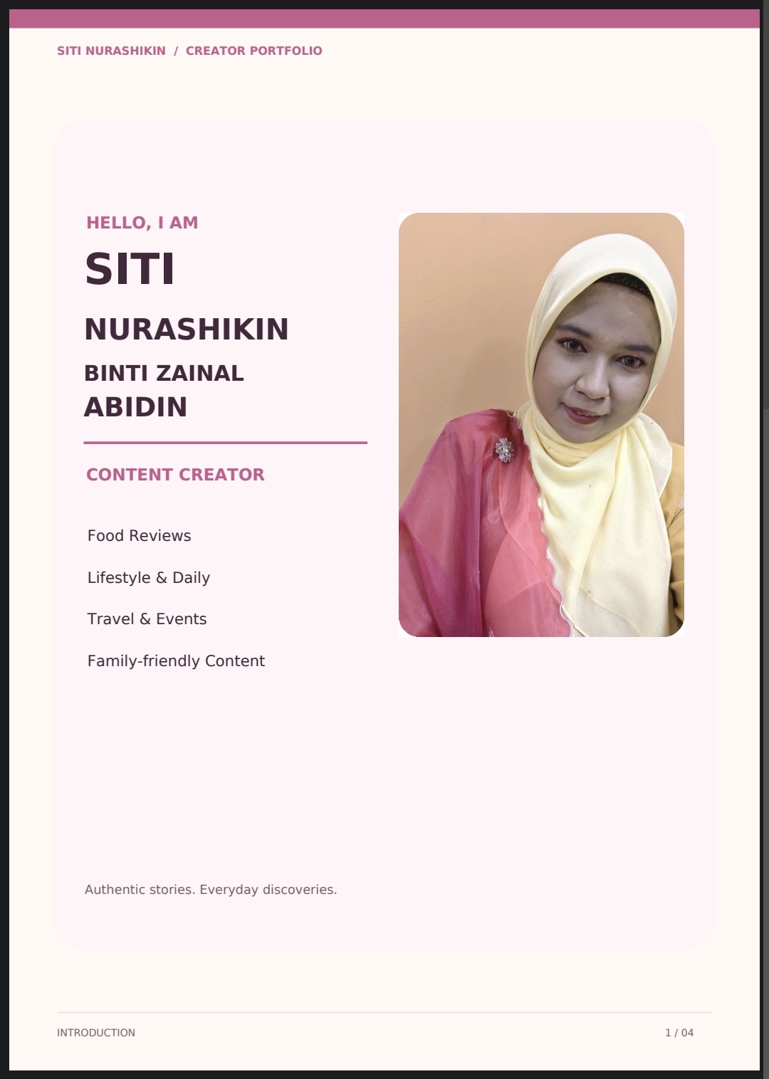 About Me – Siti Nurashikin Binti Zainal Abidin